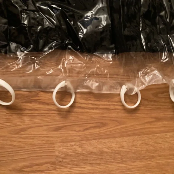 Shower Curtain Music Notes Piano Keys Roses Plastic with Set of White Hooks VGUC - Picture 2 of 8